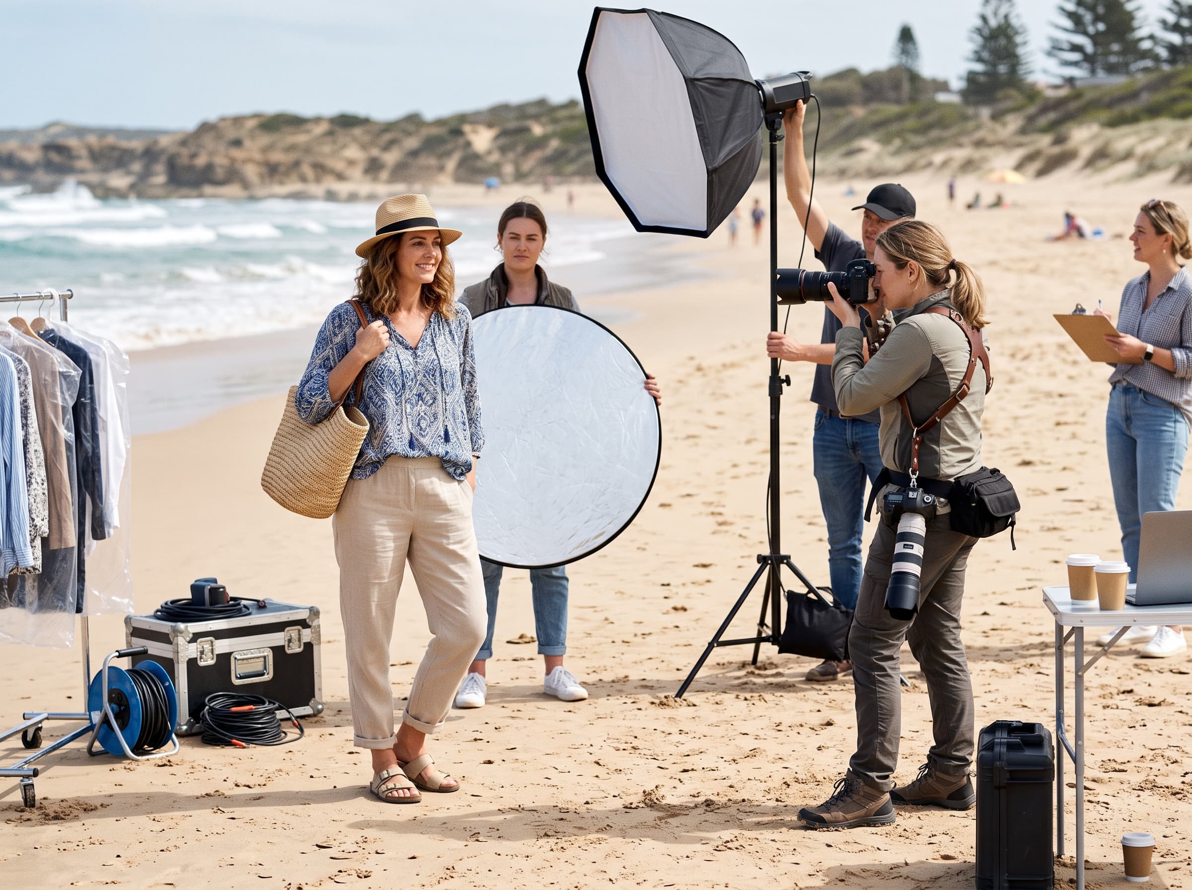 Placeholder photo of a woman in her forties or older on a relaxed catalogue or lifestyle photoshoot.